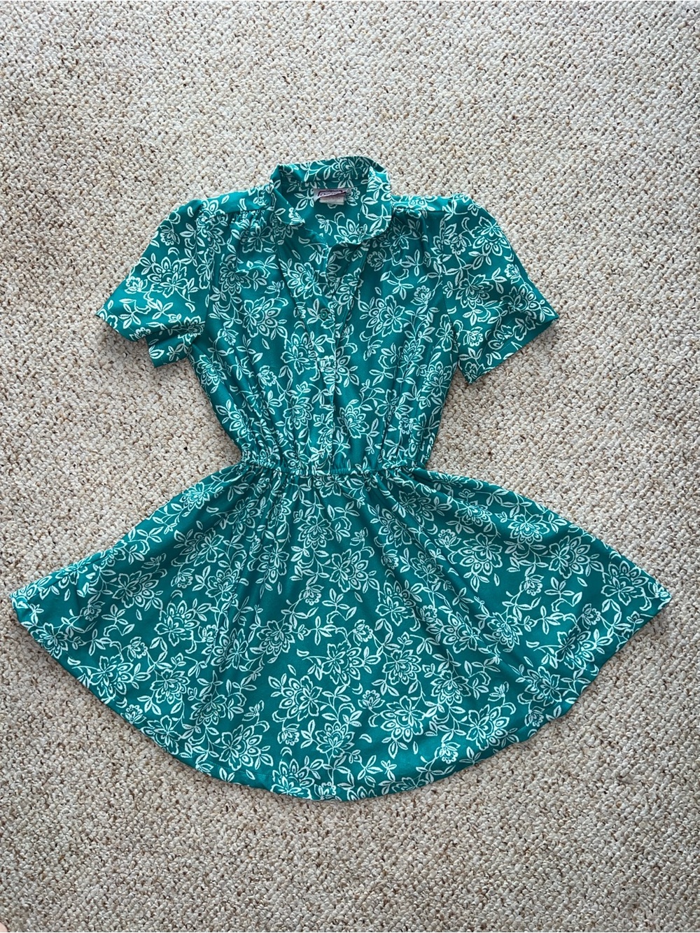 Vintage 80s California Looks Teal Floral Made in USA Retro Cottagecore